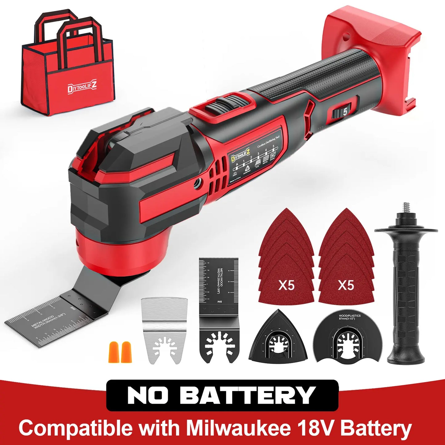 Upgrade Cordless Oscillating Tool Compatible with Dewalt 20V Battery(No BATTERY!!), Brushless Multi Tool Kit with 6 Speed for Cutting Wood Remove Grout & Sanding,Led Light