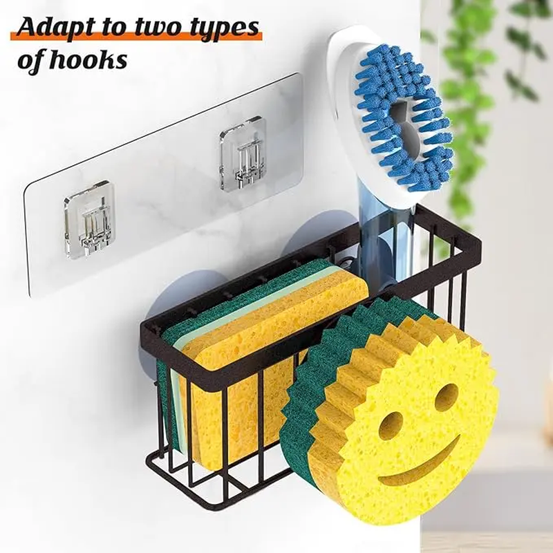 Smiley Face Sponge Holder and Sink Organizer with Suction Cups and Adhesive Strips - Bronze