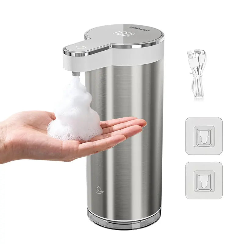 Automatic Soap Dispenser, 12Oz Touchless Foaming Soap Dispenser, USB Rechargeable, 4 Adjustable Levels, Waterproof, Kitchen Gadgets, Home Essentials Hand Wall, Bathroom Soap Dispenser Restroom