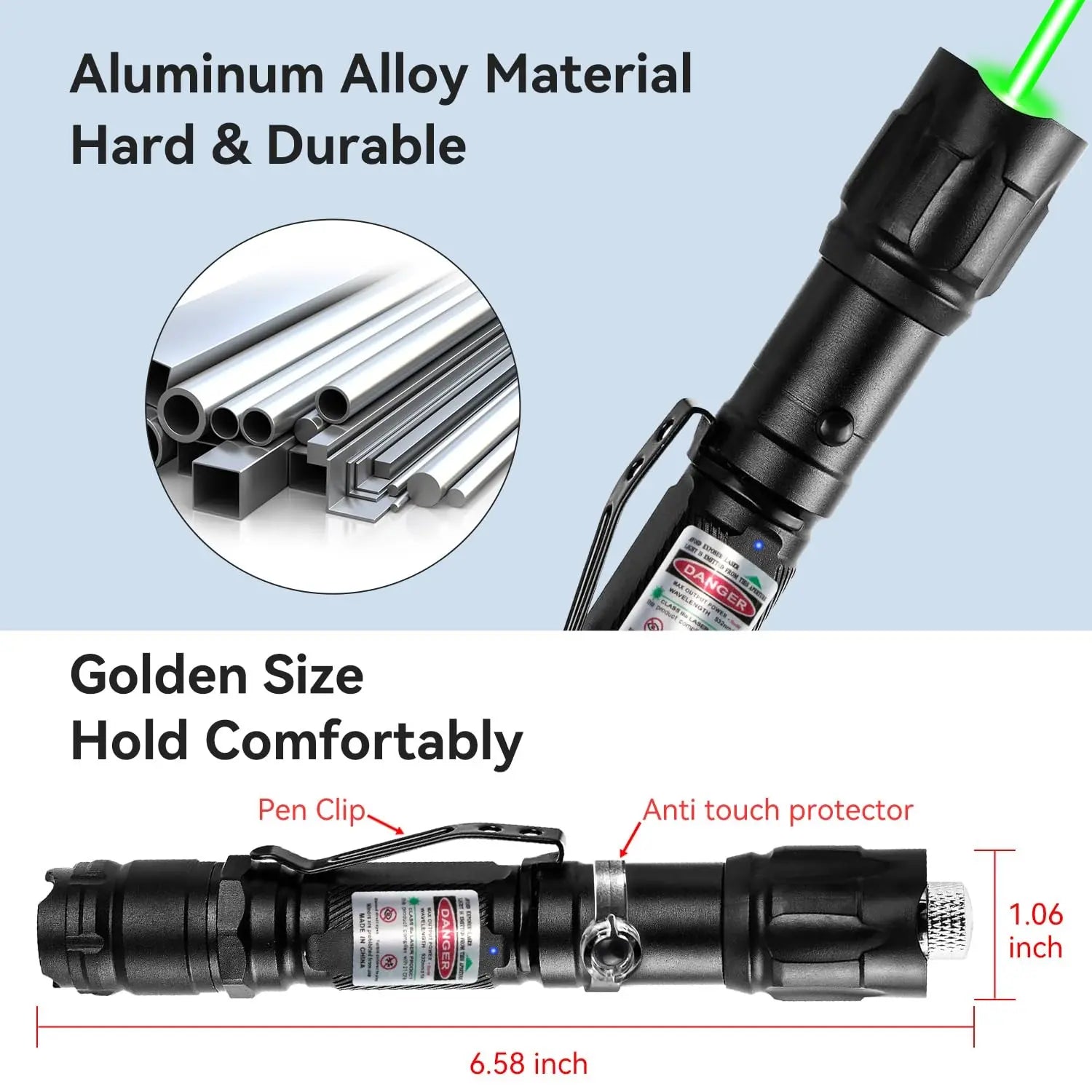 Rechargeable Laser Pointer, High Power Beam Light, Long Distance Range, for Use with TV LED LCD Screens, Suitable for Tactical, Office, Outdoor, and Construction Use, Powerful Light
