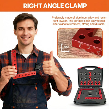 4-Pack Aluminum 90-Degree Corner Clamp Kit (12-Piece Set) | Woodworking Positioning L-Squares for Box, Frame and Cabinet Assembly