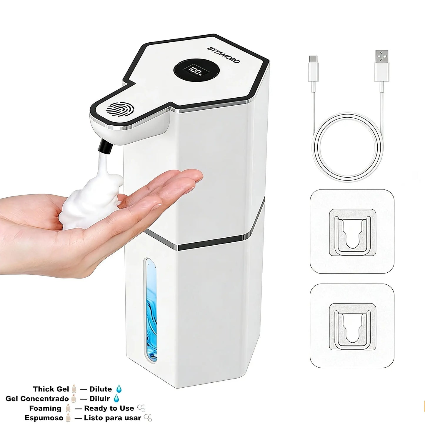 Automatic Soap Dispenser, 12Oz Touchless Foaming Soap Dispenser, USB Rechargeable, 4 Adjustable Levels, Waterproof, Kitchen Gadgets, Home Essentials Hand Wall, Bathroom Soap Dispenser Restroom