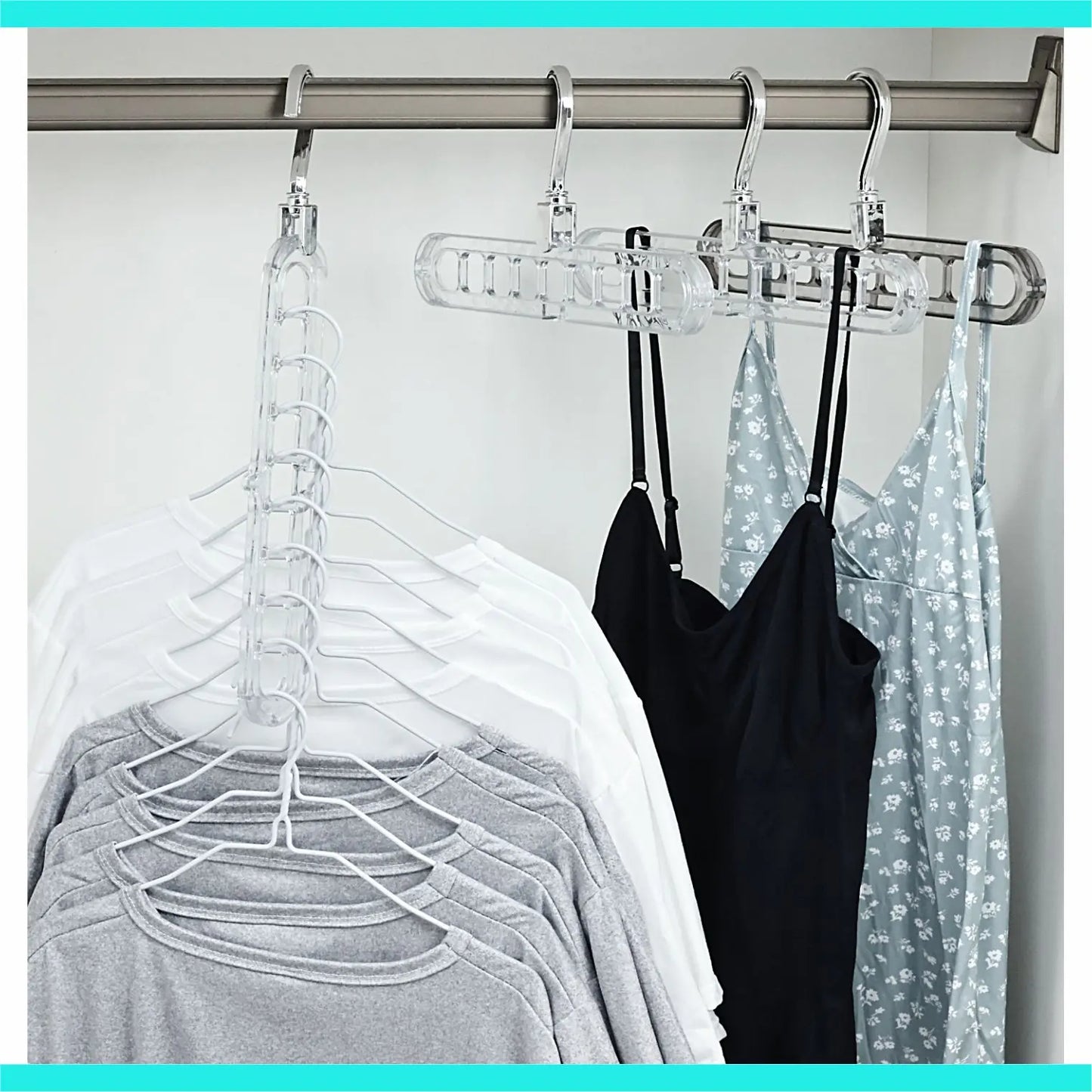 3/5-Pack Heavy-Duty Foldable Plastic Hangers with 9 Holes - Anti-Slip, Space-Saving Closet Organizer for Wardrobe, Dorm Storage Organizer #Summervibes