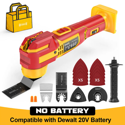 Upgrade Cordless Oscillating Tool Compatible with Dewalt 20V Battery(No BATTERY!!), Brushless Multi Tool Kit with 6 Speed for Cutting Wood Remove Grout & Sanding,Led Light