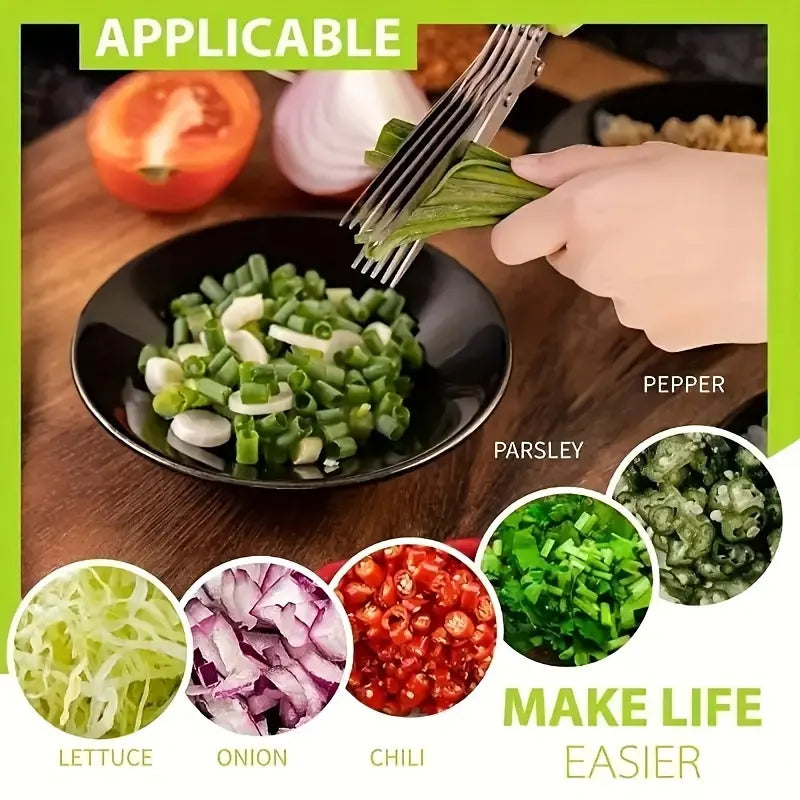 3-Layer Stainless Steel Kitchen Scissors, Kitchen Shears, Multifunctional Onion & Herb Chopper, Durable with Protective Cover & Cleaner, Ergonomic Handle