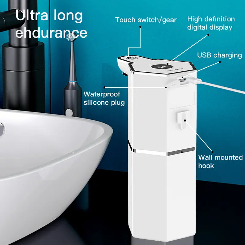 Automatic Soap Dispenser, 12Oz Touchless Foaming Soap Dispenser, USB Rechargeable, 4 Adjustable Levels, Waterproof, Kitchen Gadgets, Home Essentials Hand Wall, Bathroom Soap Dispenser Restroom