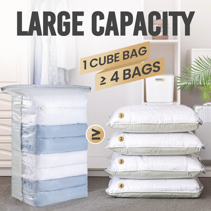 [Summervibes]Taili Cube Vacuum Storage Bags, Extra Large 4-6 Pack for Clothes Beddings, Space Saver, Space Saver Bag, Compression Bag , Vacuum Sealer Bag for Comforters Blankets Duvet, Closet Organizer