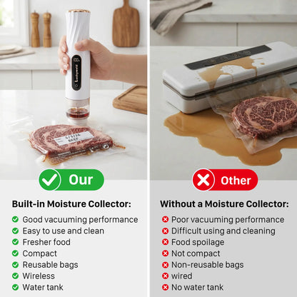 Vacuum Sealer for Food with Visual Water Storage Tank, Handheld Saver Vacuum Sealer Machine with 30 Reusable Bags for 5X Preservation & Fresh #Summervibes