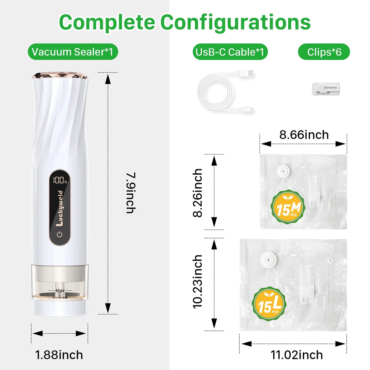 Vacuum Sealer for Food with Visual Water Storage Tank, Handheld Saver Vacuum Sealer Machine with 30 Reusable Bags for 5X Preservation & Fresh #Summervibes