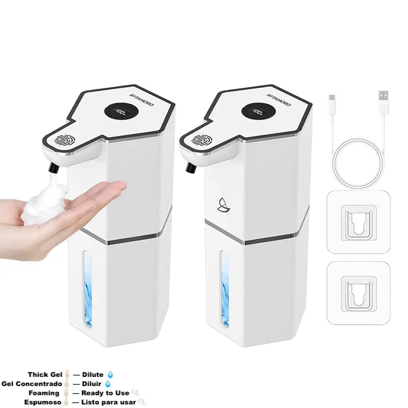 Automatic Soap Dispenser, 12Oz Touchless Foaming Soap Dispenser, USB Rechargeable, 4 Adjustable Levels, Waterproof, Kitchen Gadgets, Home Essentials Hand Wall, Bathroom Soap Dispenser Restroom