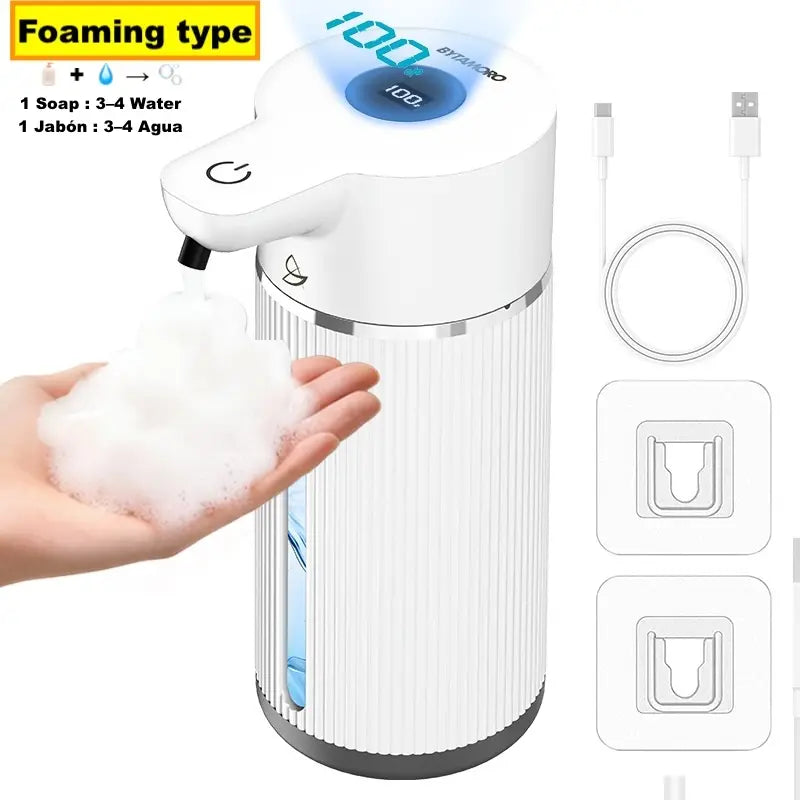 Automatic Soap Dispenser, 12Oz Touchless Foaming Soap Dispenser, USB Rechargeable, 4 Adjustable Levels, Waterproof, Kitchen Gadgets, Home Essentials Hand Wall, Bathroom Soap Dispenser Restroom