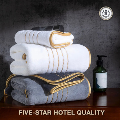 Premium 6-Piece Luxury Bathroom Towel Set - Soft, Absorbent, Quick-Drying Towels with Modern Aesthetic for Home and Spa, Ideal Gift with Superior Color Fastness and Reusability