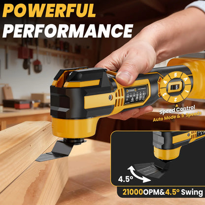 Upgrade Cordless Oscillating Tool Compatible with Dewalt 20V Battery(No BATTERY!!), Brushless Multi Tool Kit with 6 Speed for Cutting Wood Remove Grout & Sanding,Led Light