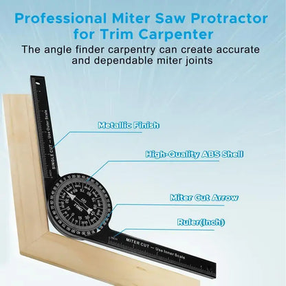 7-Inch Miter Saw Protractor, Aluminum Measuring Tool with Precision Laser-Engraved Scale & Accurate Teflon Mechanism, Multi-Industry Use for Woodworking & Construction, Ideal for Crown Molding