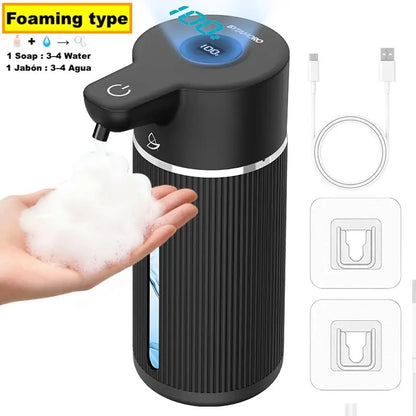 Automatic Soap Dispenser, 12Oz Touchless Foaming Soap Dispenser, USB Rechargeable, 4 Adjustable Levels, Waterproof, Kitchen Gadgets, Home Essentials Hand Wall, Bathroom Soap Dispenser Restroom