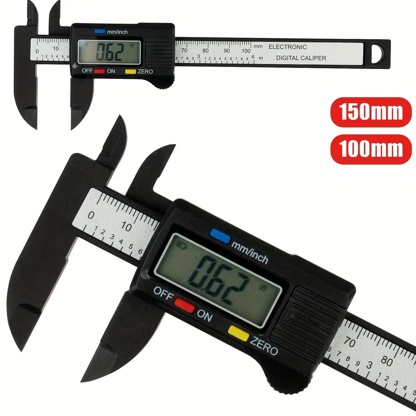 Precision Digital Caliper (0–100Mm / 0–150Mm Options) – Big LCD Display, Auto-Off, Fast Inch/Metric Switch for DIY, Home Repair & Toolboxes
