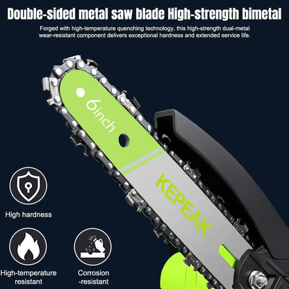 Cordless Mini Chainsaw 6 Inch with Battery and Charger, Portable Electric Handheld Chain Saw for Tree Trimming and Wood Cutting