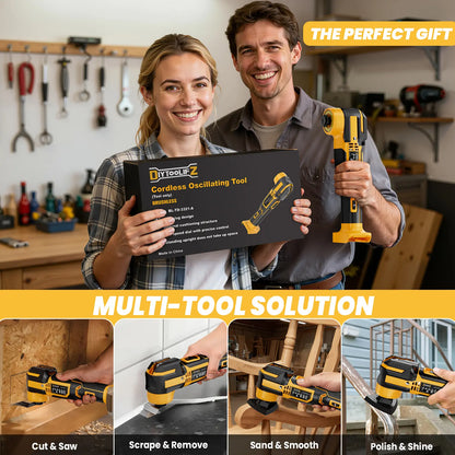 Upgrade Cordless Oscillating Tool Compatible with Dewalt 20V Battery(No BATTERY!!), Brushless Multi Tool Kit with 6 Speed for Cutting Wood Remove Grout & Sanding,Led Light