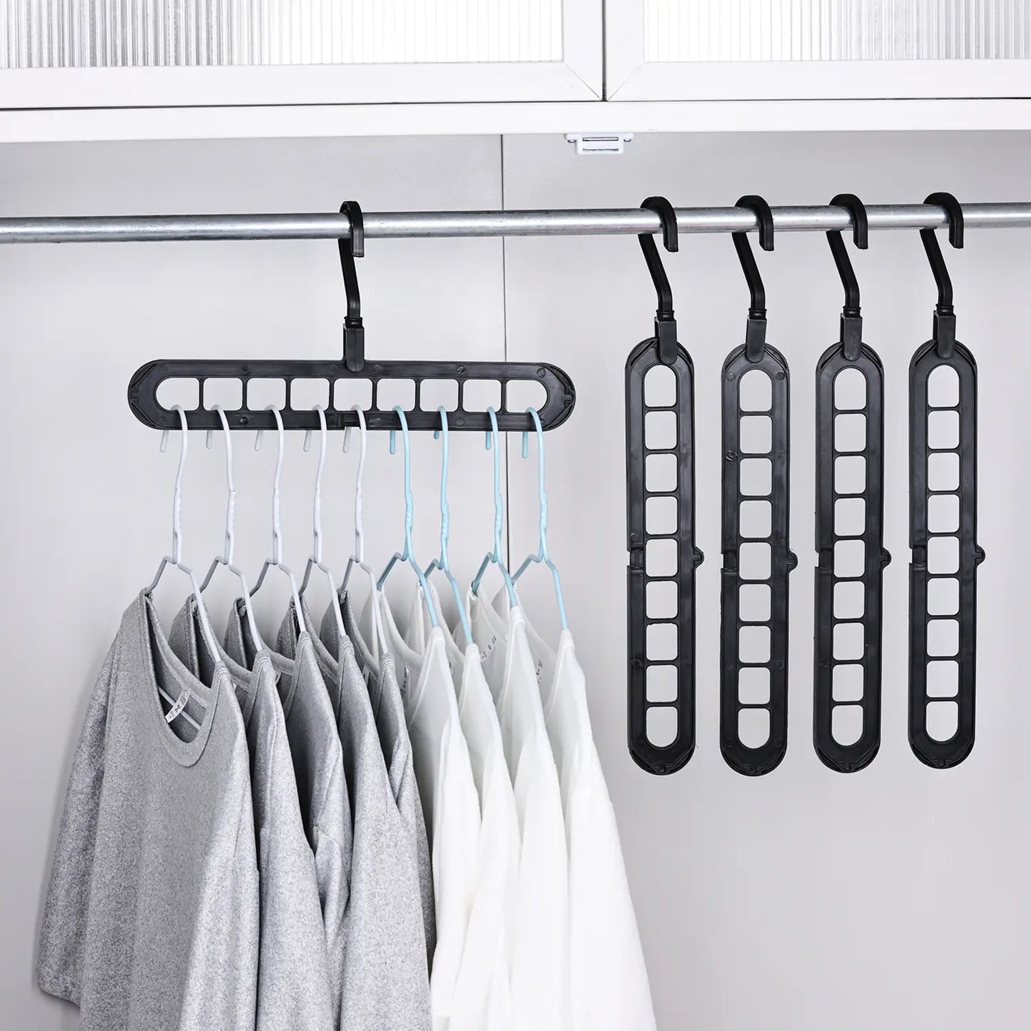 3/5-Pack Heavy-Duty Foldable Plastic Hangers with 9 Holes - Anti-Slip, Space-Saving Closet Organizer for Wardrobe, Dorm Storage Organizer #Summervibes