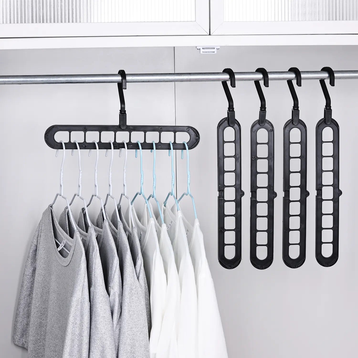 3/5-Pack Heavy-Duty Foldable Plastic Hangers with 9 Holes - Anti-Slip, Space-Saving Closet Organizer for Wardrobe, Dorm Storage Organizer #Summervibes