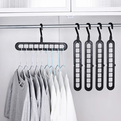 3/5-Pack Heavy-Duty Foldable Plastic Hangers with 9 Holes - Anti-Slip, Space-Saving Closet Organizer for Wardrobe, Dorm Storage Organizer #Summervibes