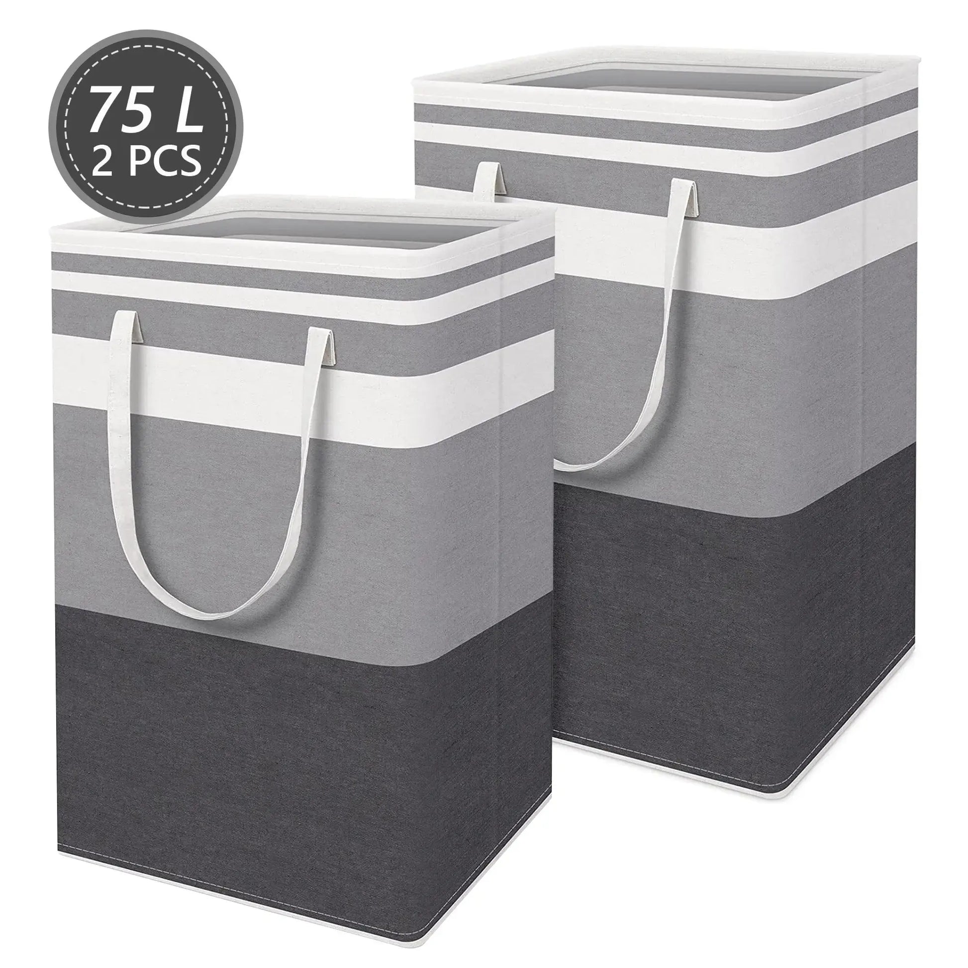 3 Pack Large Laundry Basket Hamper, Waterproof Freestanding Clothes Organizer with Reinforced Extended Handles, Collapsible Tall Dirty Clothes Hamper for Bedroom, Bathroom, Dorm, Towels & Toys (Grey)