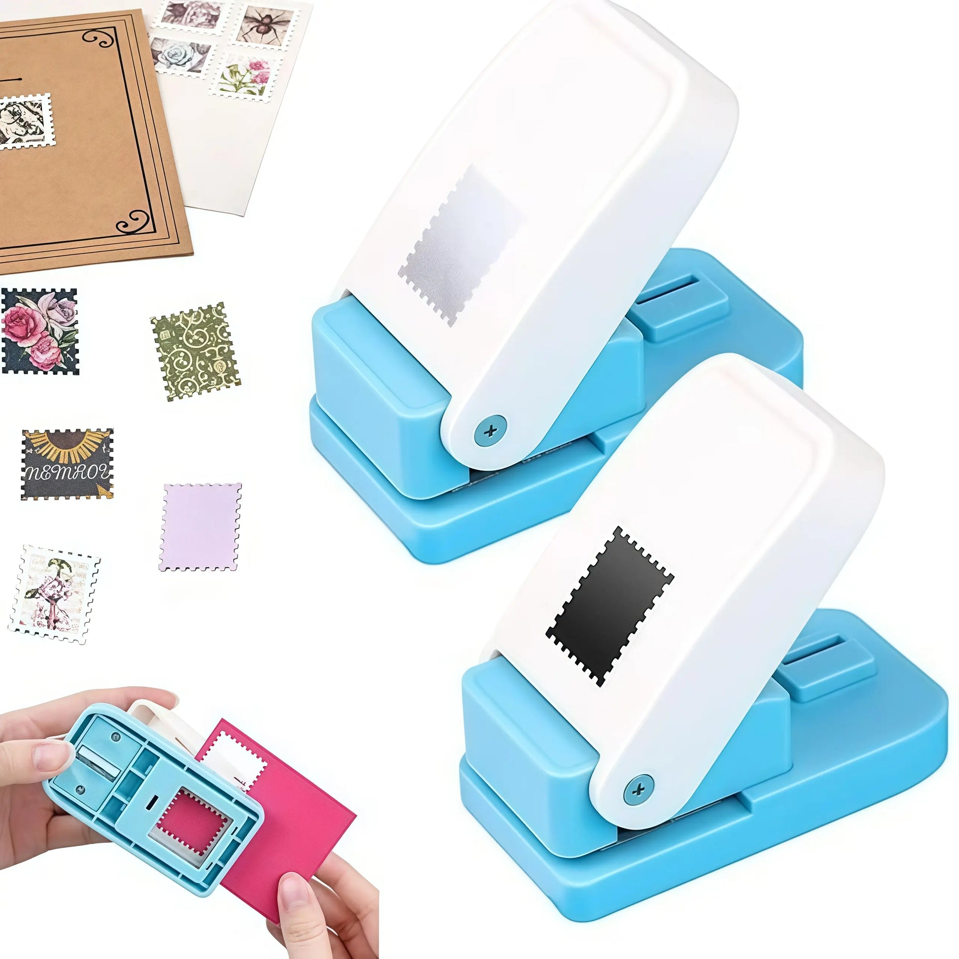 Large Stamp Puncher & Embossing Tool, Can Be Cut to 0.82 in × 1.02 IN, Stamp-Style Decorative Cutter, for Handmade Books/Albums/Cards/Office Supplies/Scrapbooking。1.97In*3.64In*1.43In