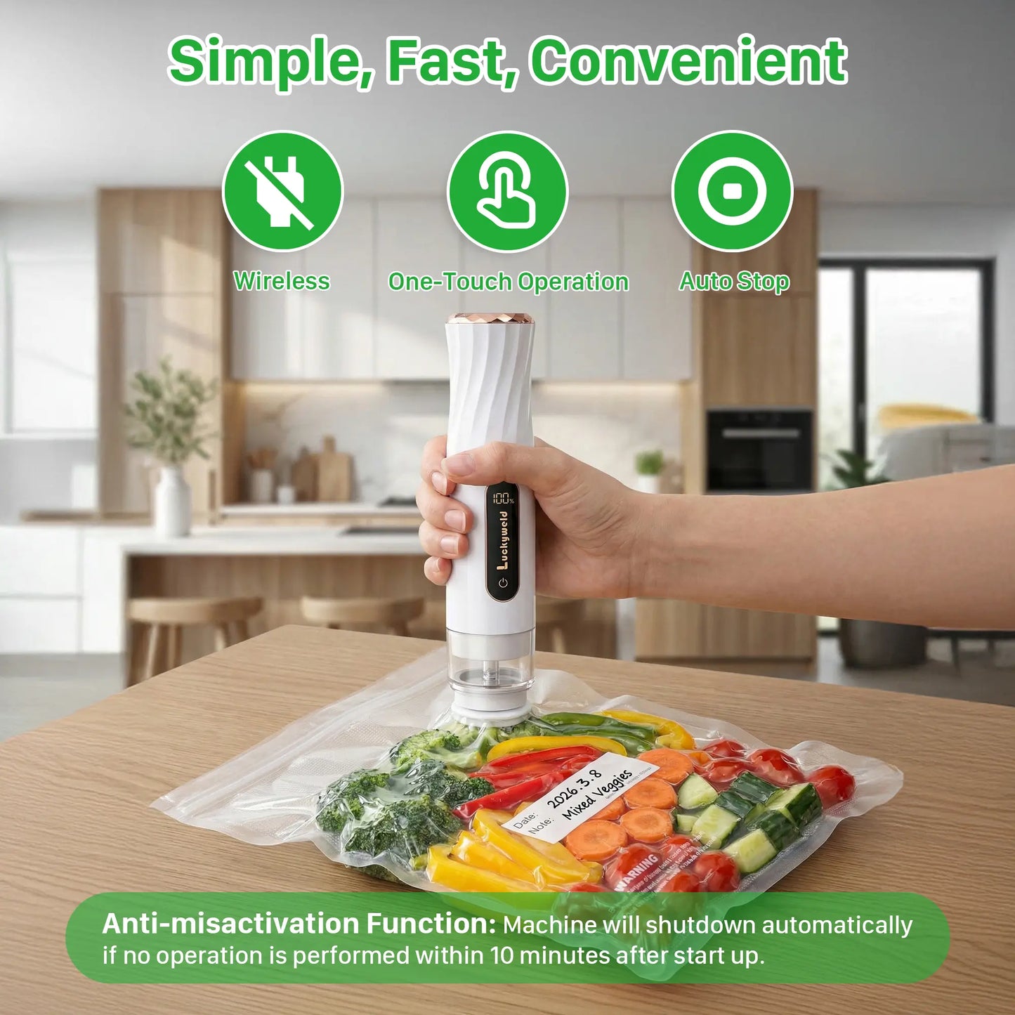 Vacuum Sealer for Food with Visual Water Storage Tank, Handheld Saver Vacuum Sealer Machine with 30 Reusable Bags for 5X Preservation & Fresh #Summervibes