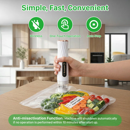 Vacuum Sealer for Food with Visual Water Storage Tank, Handheld Saver Vacuum Sealer Machine with 30 Reusable Bags for 5X Preservation & Fresh #Summervibes