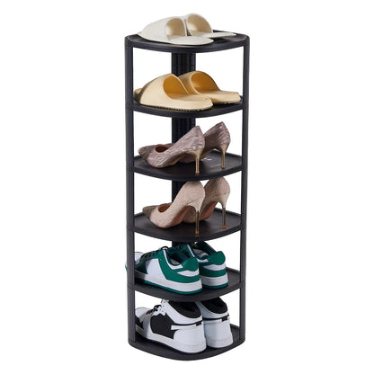 UFORU Corner Shoe Rack Stackable Shoe Rack Organizer for Entryway Closet Corner, Free Standing Shoe Rack Shelf, Saving, Curved, off White