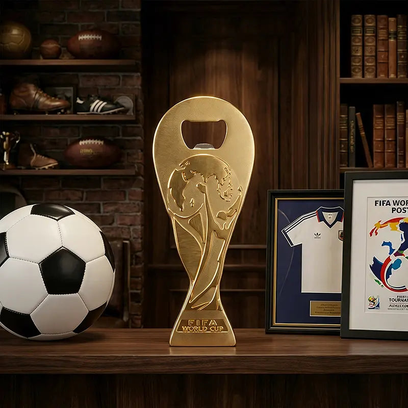 FIFA World Cup 2026 Premium Glass Set - Gold-Rimmed Trophy Design for Gifting, Home Use, and Barware - Reusable Bottles and Mugs