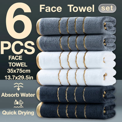 Premium 6-Piece Luxury Bathroom Towel Set - Soft, Absorbent, Quick-Drying Towels with Modern Aesthetic for Home and Spa, Ideal Gift with Superior Color Fastness and Reusability