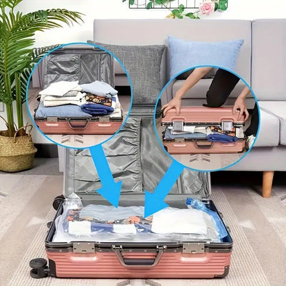 5-Pack Reusable Sealed Rectangular Plastic Space Saver Vacuum Storage Bags with Hand Pump, Zip Closure - No Power Needed Organizer for Clothes, Blankets - Vacuum Bags for Travel, Home Decluttering,Summervibes