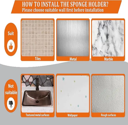 Smiley Face Sponge Holder and Sink Organizer with Suction Cups and Adhesive Strips - Bronze