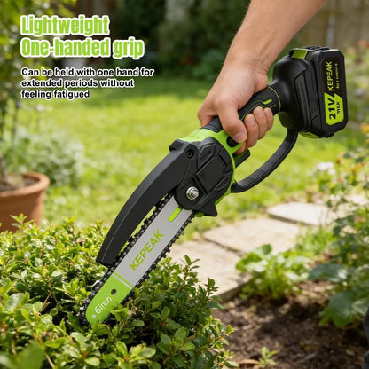 Cordless Mini Chainsaw 6 Inch with Battery and Charger, Portable Electric Handheld Chain Saw for Tree Trimming and Wood Cutting