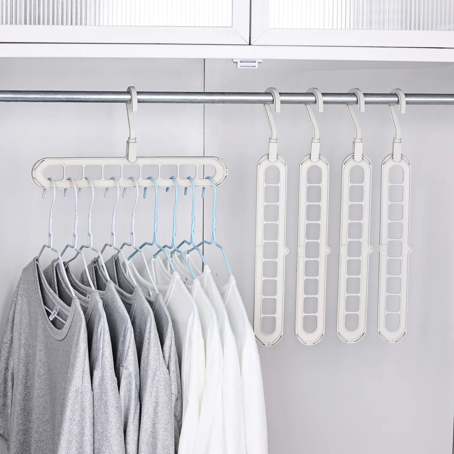 3/5-Pack Heavy-Duty Foldable Plastic Hangers with 9 Holes - Anti-Slip, Space-Saving Closet Organizer for Wardrobe, Dorm Storage Organizer #Summervibes