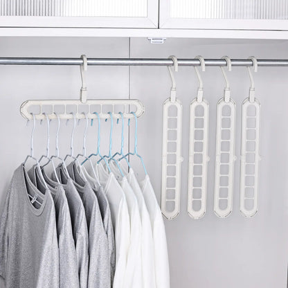 3/5-Pack Heavy-Duty Foldable Plastic Hangers with 9 Holes - Anti-Slip, Space-Saving Closet Organizer for Wardrobe, Dorm Storage Organizer #Summervibes