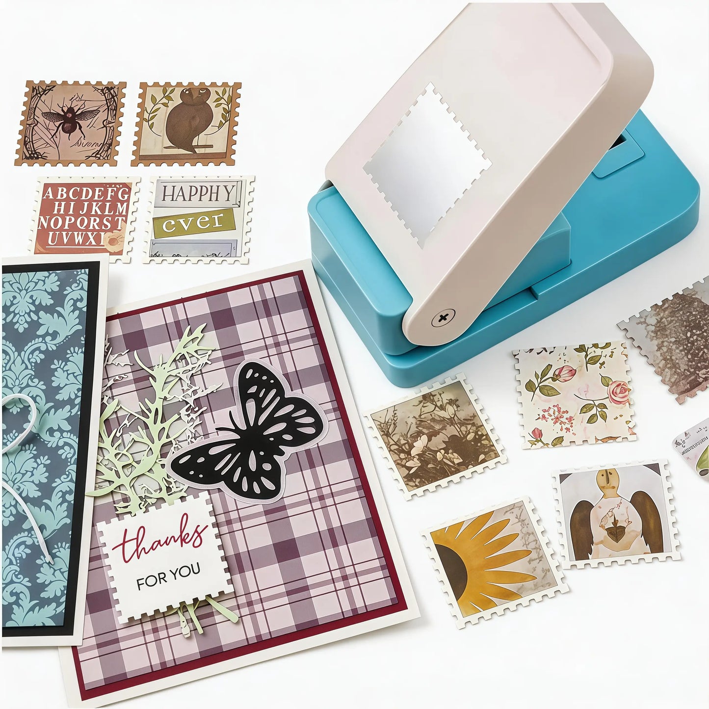 Large Stamp Puncher & Embossing Tool, Can Be Cut to 0.82 in × 1.02 IN, Stamp-Style Decorative Cutter, for Handmade Books/Albums/Cards/Office Supplies/Scrapbooking。1.97In*3.64In*1.43In