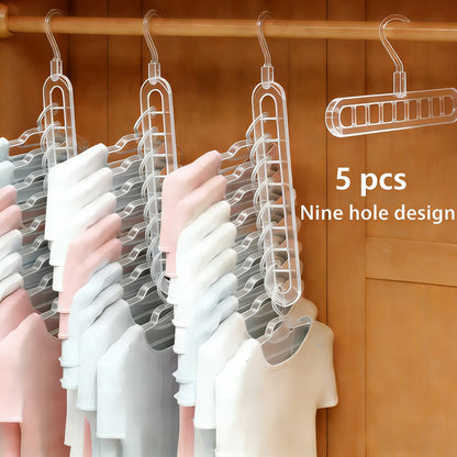 3/5-Pack Heavy-Duty Foldable Plastic Hangers with 9 Holes - Anti-Slip, Space-Saving Closet Organizer for Wardrobe, Dorm Storage Organizer #Summervibes