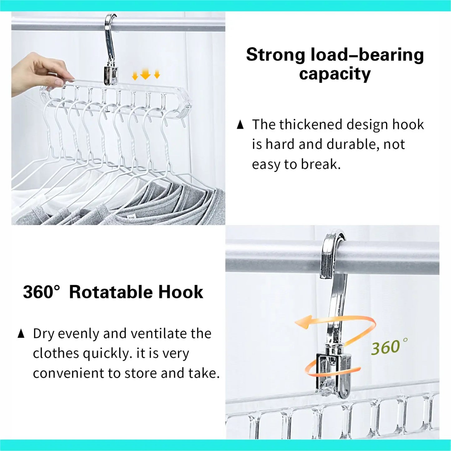 3/5-Pack Heavy-Duty Foldable Plastic Hangers with 9 Holes - Anti-Slip, Space-Saving Closet Organizer for Wardrobe, Dorm Storage Organizer #Summervibes