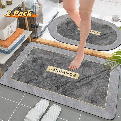 2-Piece Quick-Drying Anti-Slip Bathroom Mat Set, 0.1-Inch Thin Water-Absorbing Design for Household Use at Entrance and Washbasin