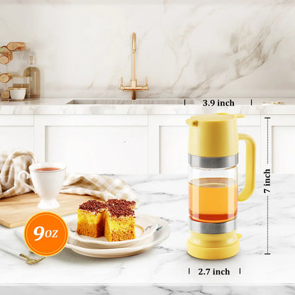 Aelga Glass Honey Dispenser Kitchen Items No Drip No Mess Leak-Free Design with Handle for Maple Syrup Maintains Freshness Easy to Clean Refill Perfect for Everyday Use Summervibes