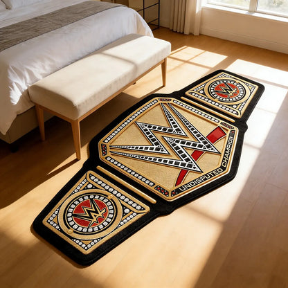 WWE Championship Belt-Inspired Velvety Area Rug, Ideal for Wrestling Enthusiasts' Living Room or Bedroom, High Elasticity and Non-Slip Design