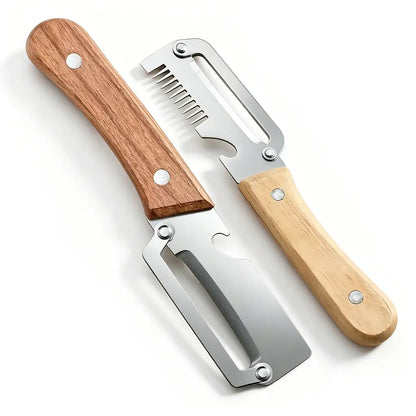 Multi-Functional Vegetable Peeler Set with Ultra-Sharp Stainless Steel Blade and Wooden Handle, Includes Bottle Opener - Ideal for Peeling Fruits and Vegetables (2 Pieces)