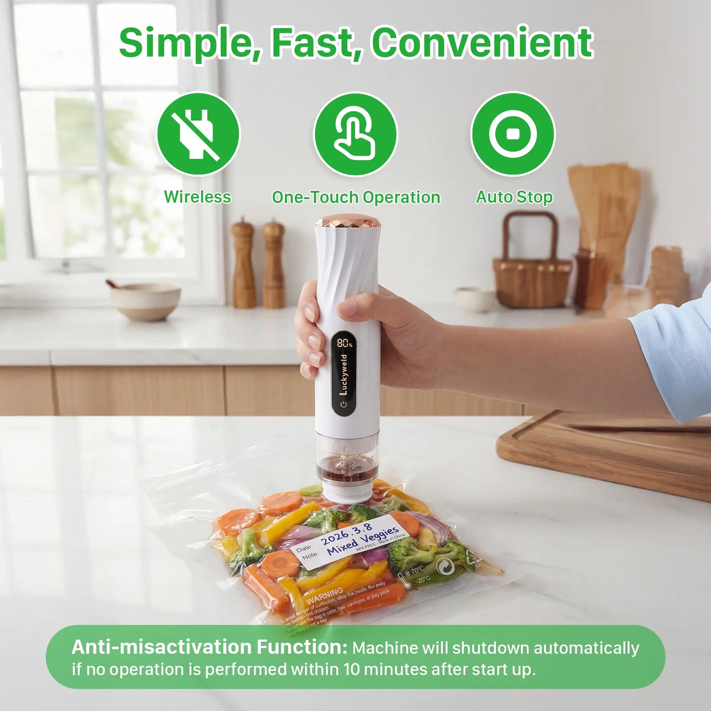 Vacuum Sealer for Food with Visual Water Storage Tank, Handheld Saver Vacuum Sealer Machine with 30 Reusable Bags for 5X Preservation & Fresh #Summervibes