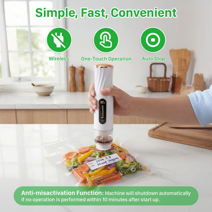 Vacuum Sealer for Food with Visual Water Storage Tank, Handheld Saver Vacuum Sealer Machine with 30 Reusable Bags for 5X Preservation & Fresh #Summervibes