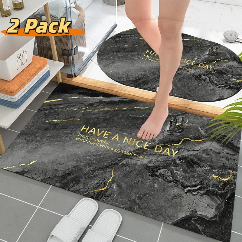 2-Piece Quick-Drying Anti-Slip Bathroom Mat Set, 0.1-Inch Thin Water-Absorbing Design for Household Use at Entrance and Washbasin