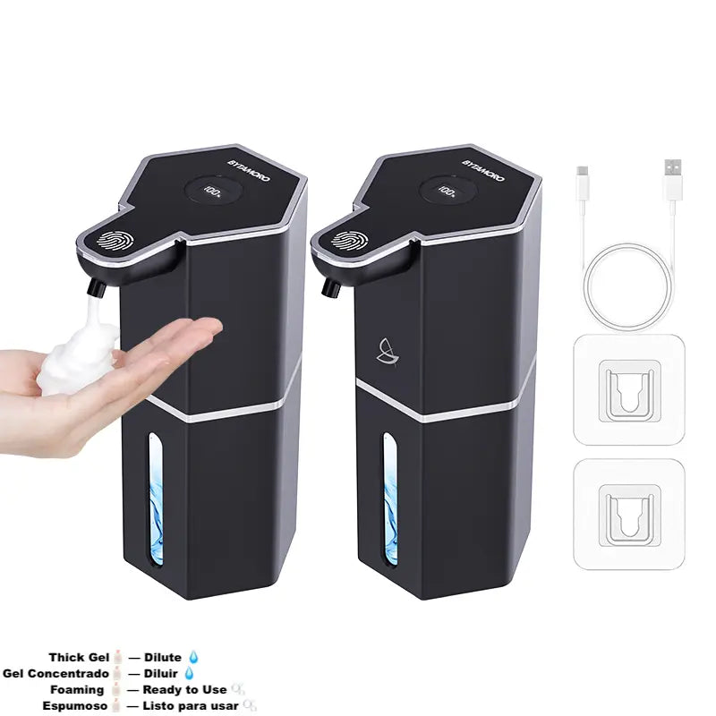 Automatic Soap Dispenser, 12Oz Touchless Foaming Soap Dispenser, USB Rechargeable, 4 Adjustable Levels, Waterproof, Kitchen Gadgets, Home Essentials Hand Wall, Bathroom Soap Dispenser Restroom