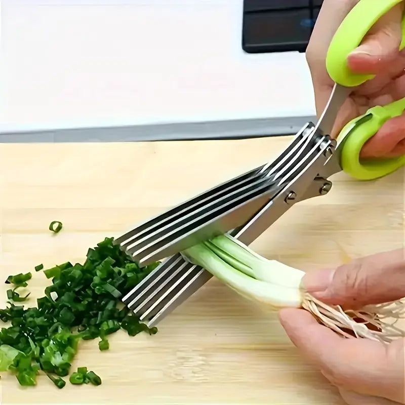 3-Layer Stainless Steel Kitchen Scissors, Kitchen Shears, Multifunctional Onion & Herb Chopper, Durable with Protective Cover & Cleaner, Ergonomic Handle