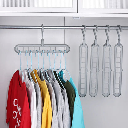 3/5-Pack Heavy-Duty Foldable Plastic Hangers with 9 Holes - Anti-Slip, Space-Saving Closet Organizer for Wardrobe, Dorm Storage Organizer #Summervibes